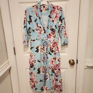 Gownies Housecoat Robe Pajamas Floral 3/4 Length Sleeves Women's Size XS/S